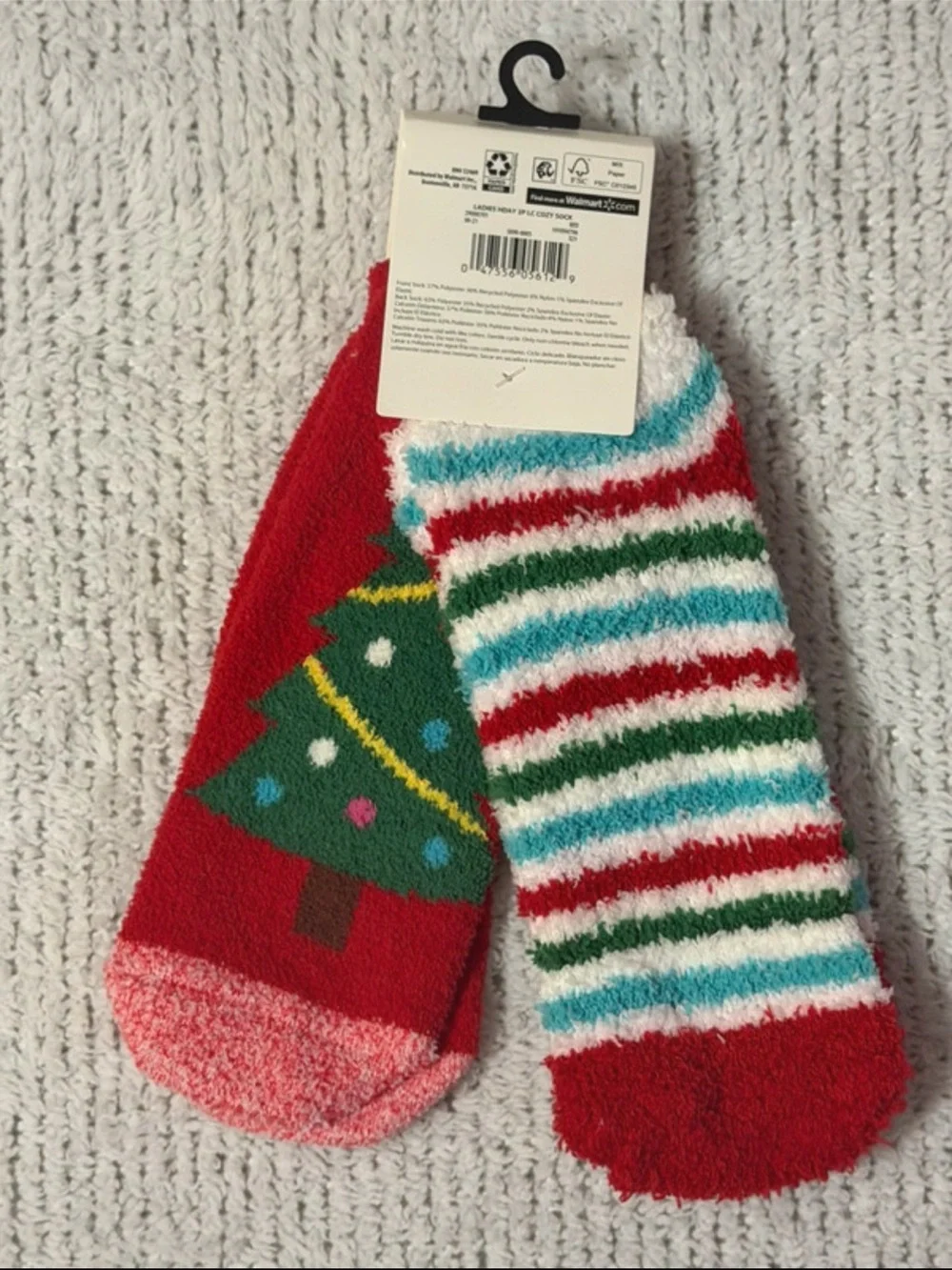 Holiday Time Kids Red & Green Christmas Tree Low-Cut Socks - 2 Pack